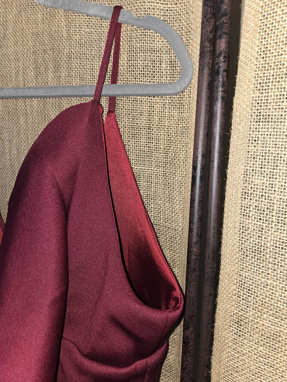NWT Women's Lavish Alice Burgundy Scuba Draped Frill Midi Dress Size 16 - Picture 2 of 8